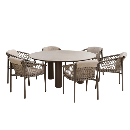 4 Seasons Outdoor Allora 6-Seat Round Dining Set - Terre