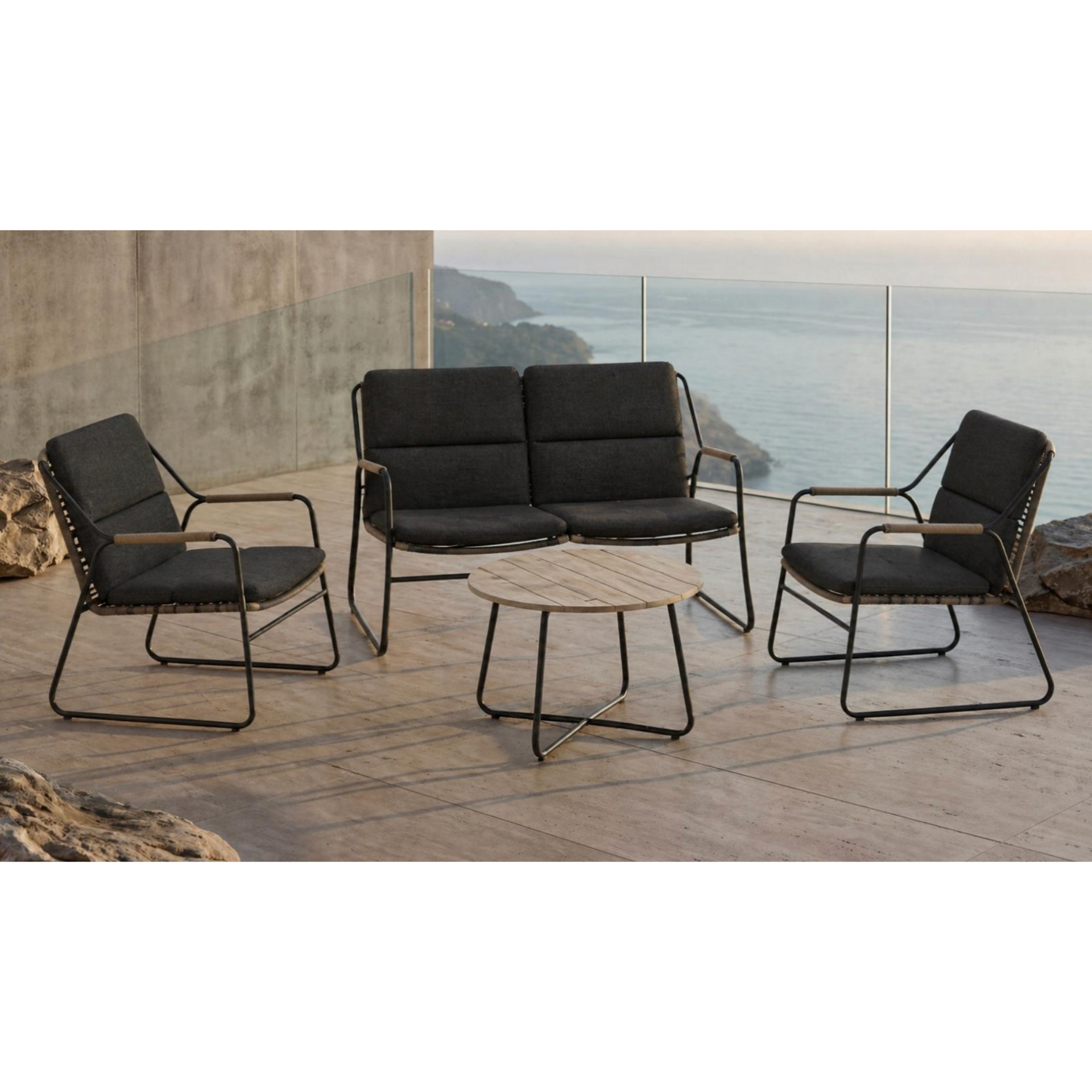 4 Seasons Outdoor Scandic Lounge Set With Axel Triangular Coffee Table