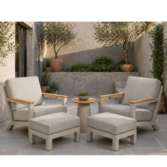 4 Seasons Outdoor Capitol Recliner Set with Footstools & Table